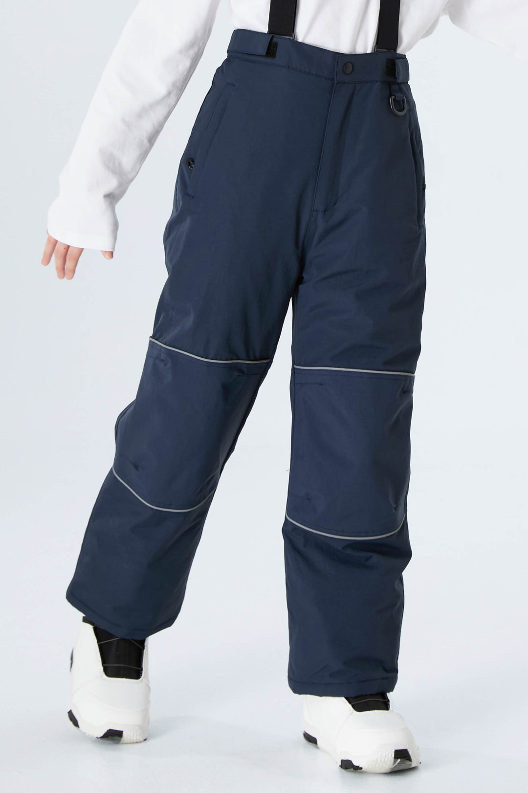 Boys' Off White Reflective Piping Insulated Snow Pants