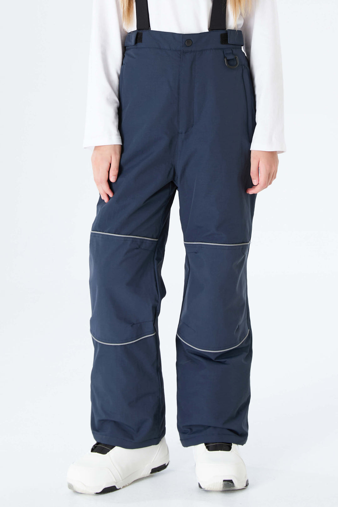 Girls' Black Reflective Piping Insulated Snow Pants