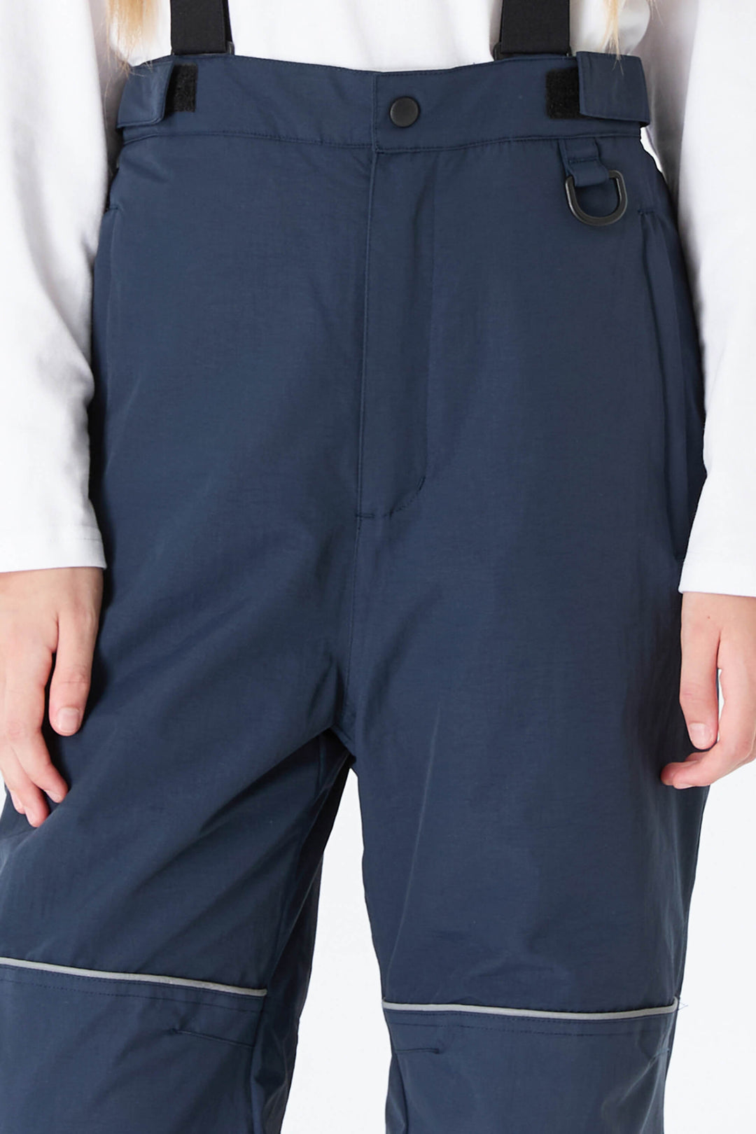 Girls' Navy Blue Reflective Piping Insulated Snow Pants