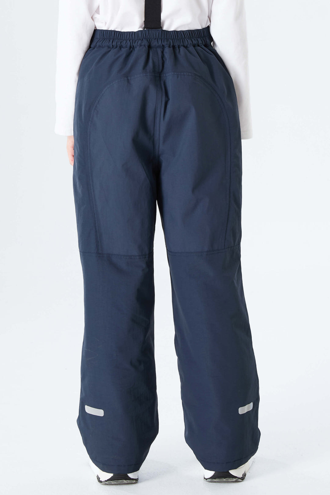 Girls' Navy Blue Reflective Piping Insulated Snow Pants