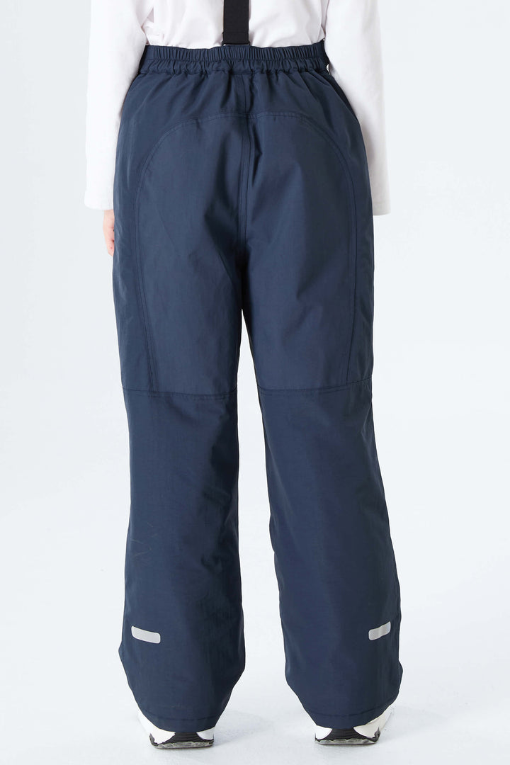 Girls' Navy Blue Reflective Piping Insulated Snow Pants
