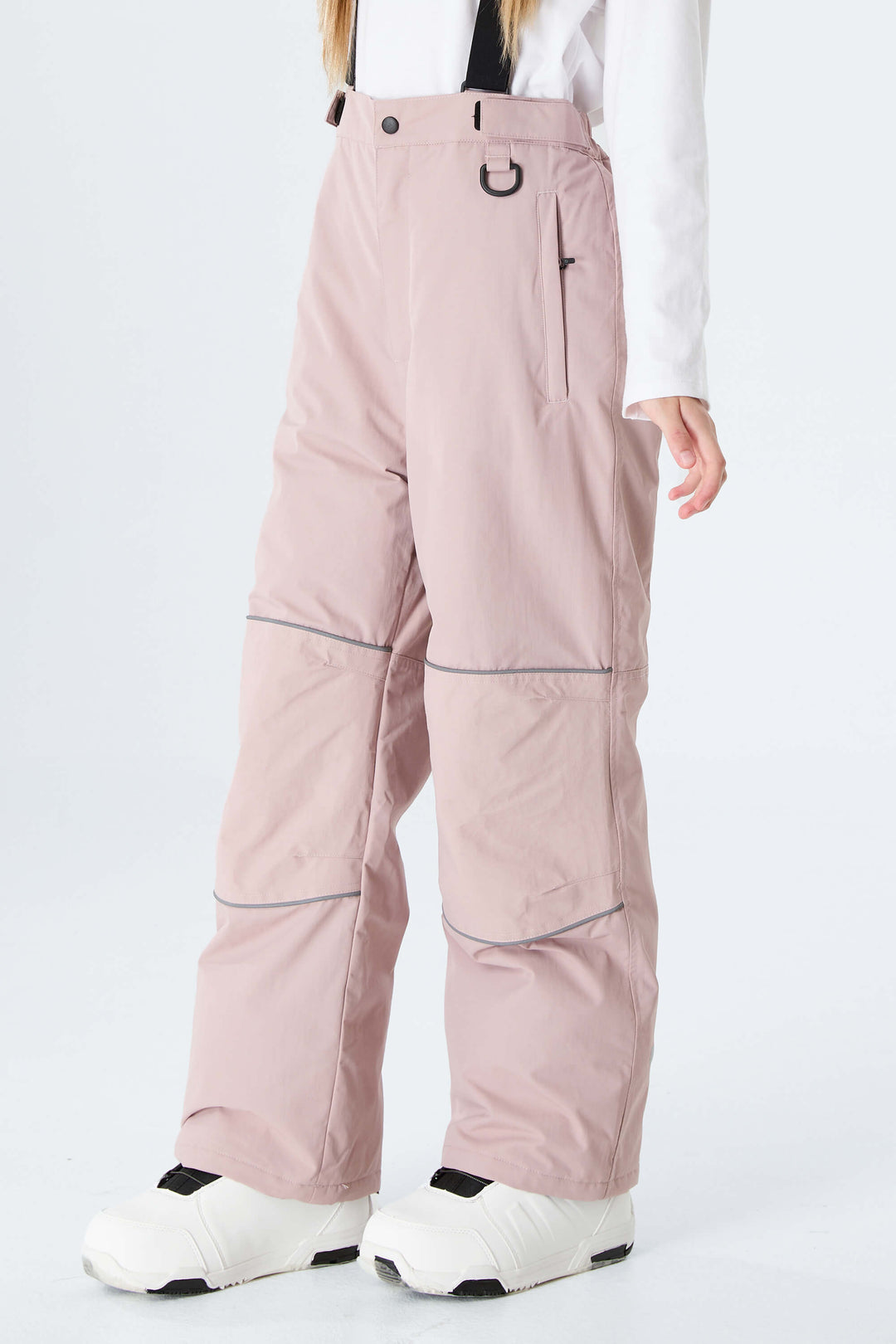 Girls' Black Reflective Piping Insulated Snow Pants