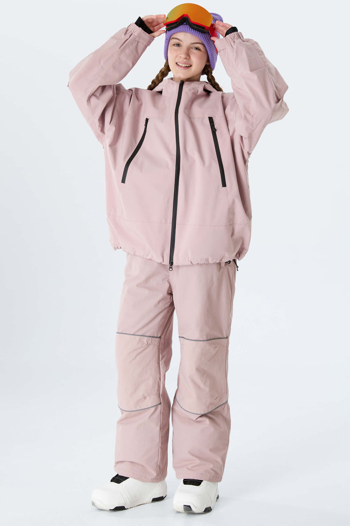 Girls' Black Reflective Piping Insulated Snow Pants