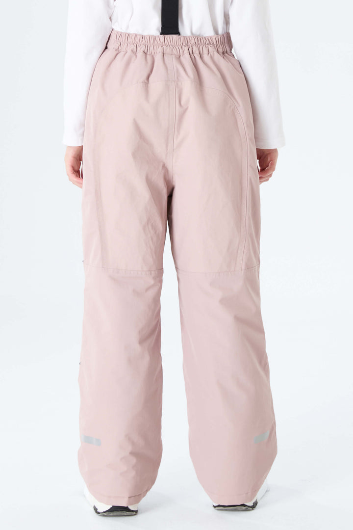 Girls' Pink Reflective Piping Insulated Snow Pants
