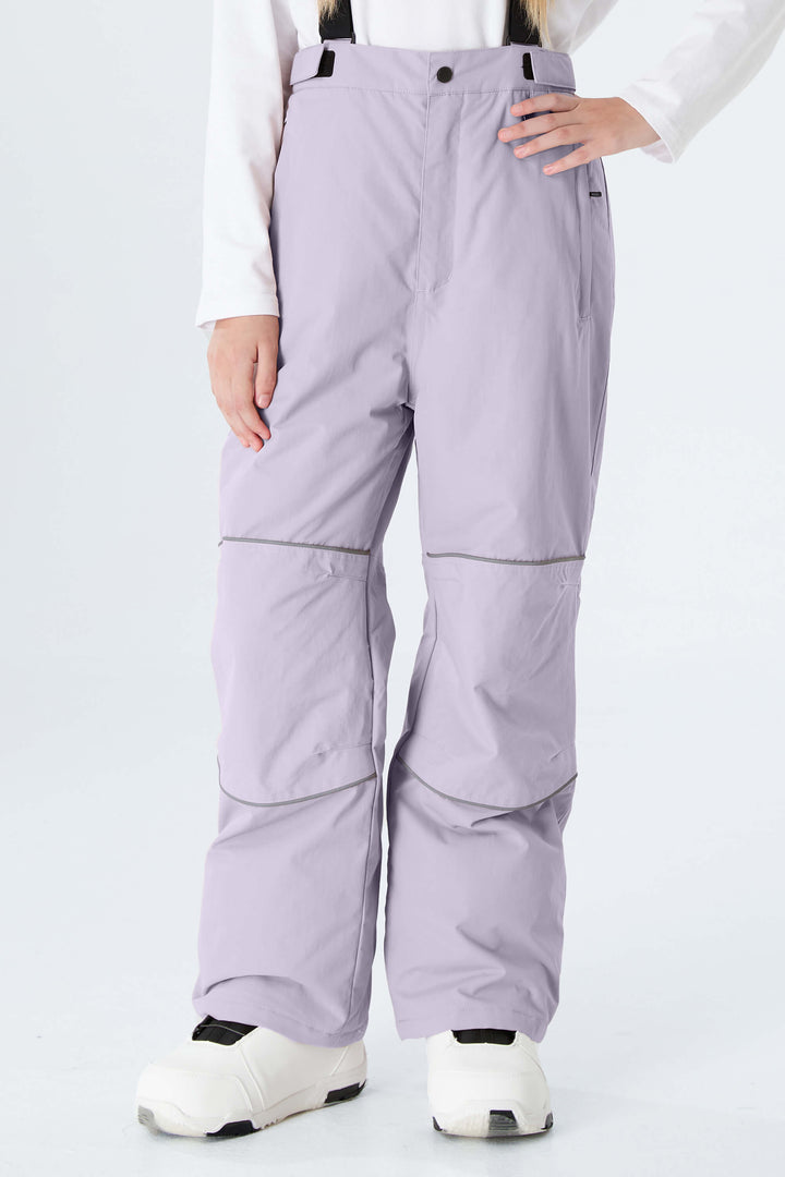Girls' Black Reflective Piping Insulated Snow Pants