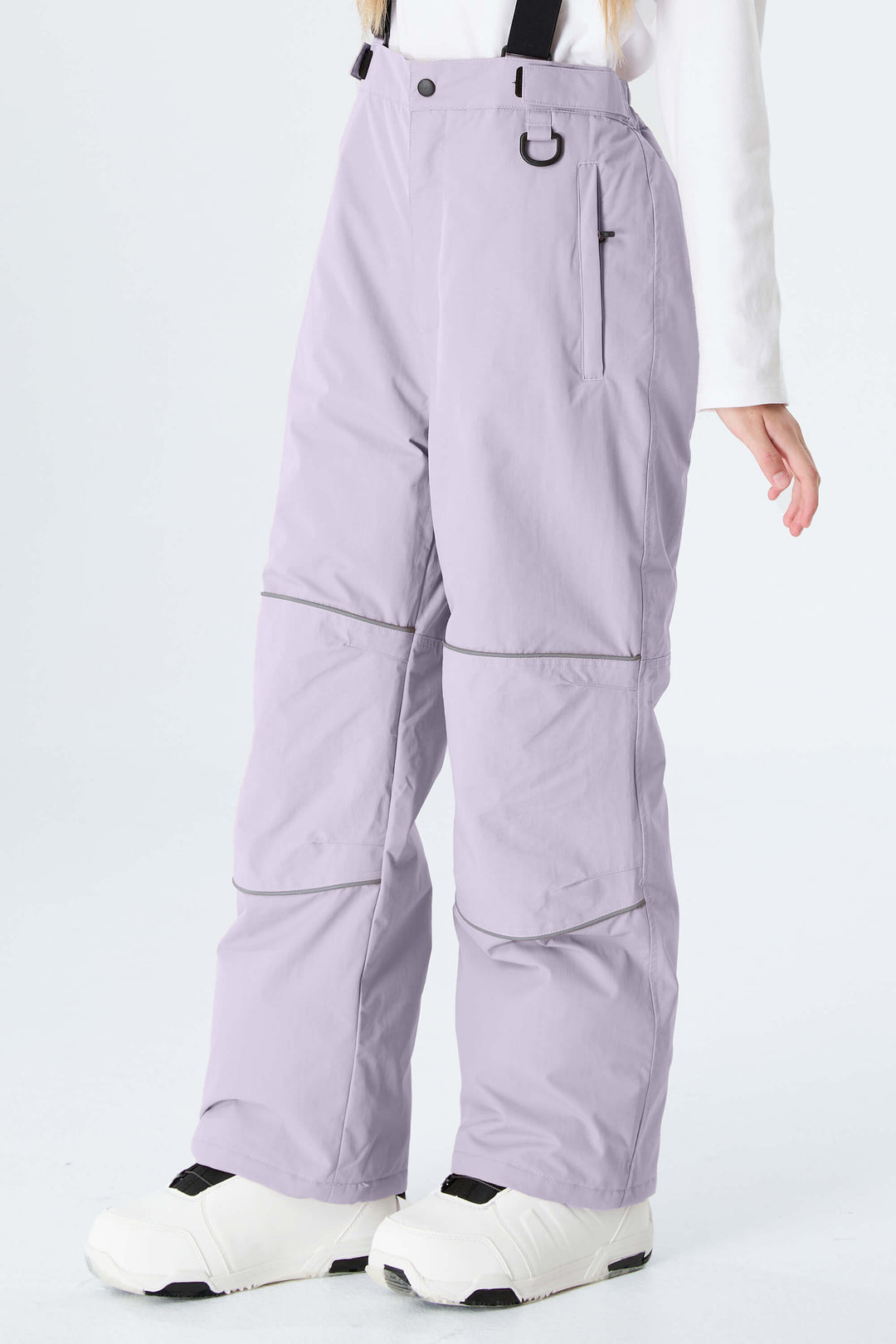 Girls' Black Reflective Piping Insulated Snow Pants