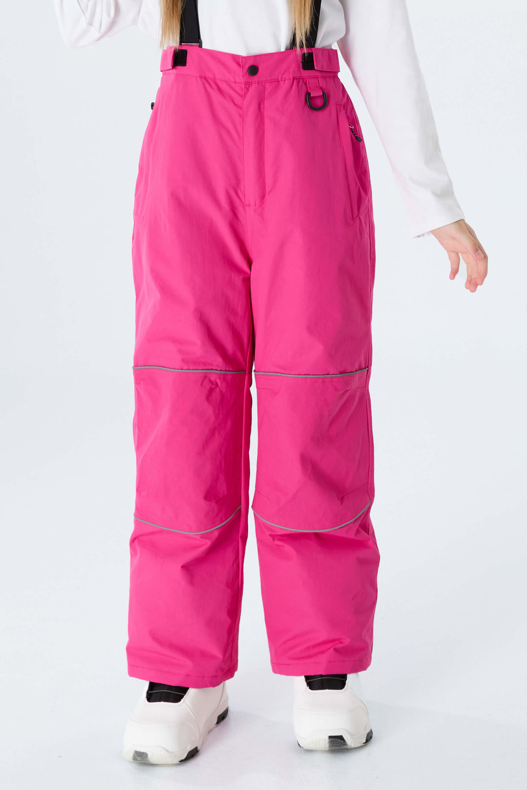 Girls' Black Reflective Piping Insulated Snow Pants
