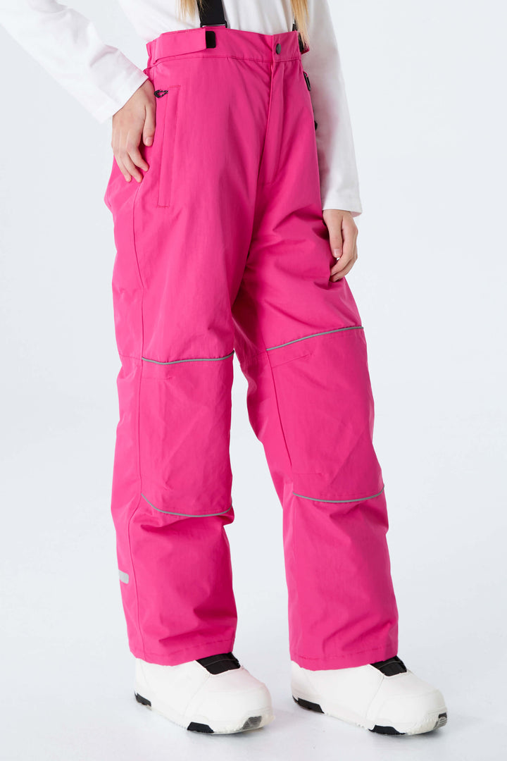 Girls' Bright Blue Reflective Piping Insulated Snow Pants