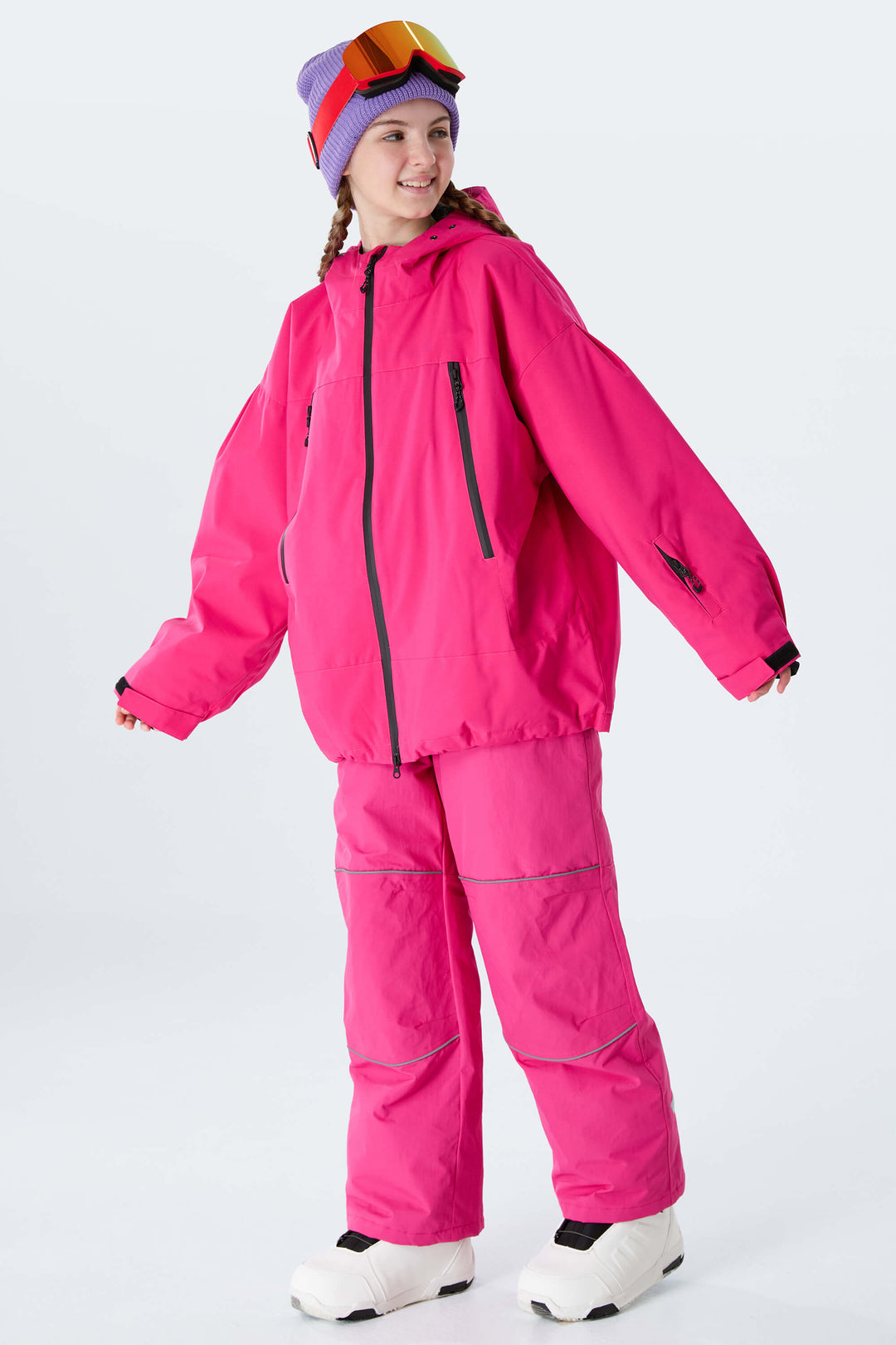 Girls' Black Reflective Piping Insulated Snow Pants