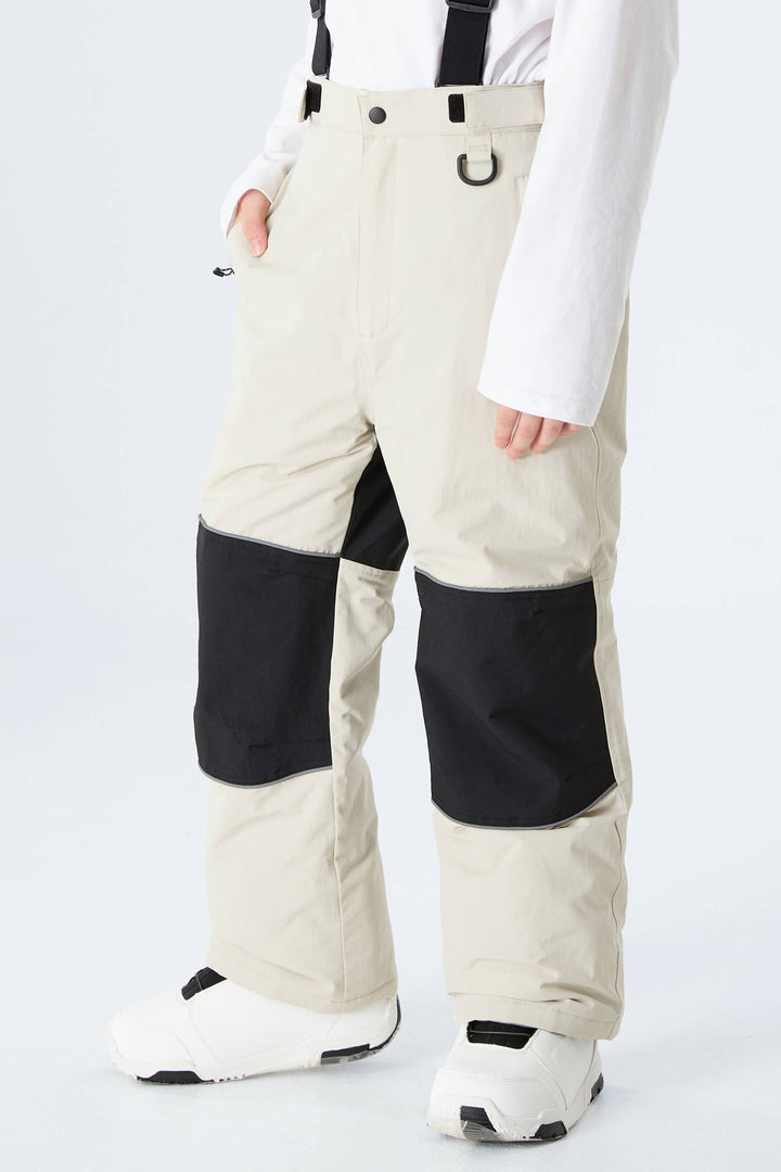 Boys' Gray Color-Block Reflective Insulated Snow Pants