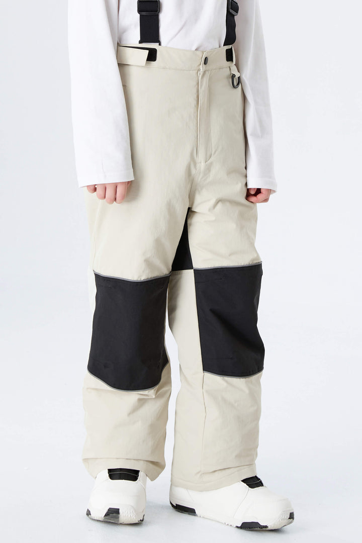 Boys' Gray Color-Block Reflective Insulated Snow Pants