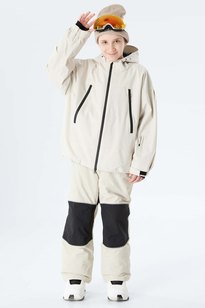 Boys' Gray Color-Block Reflective Insulated Snow Pants