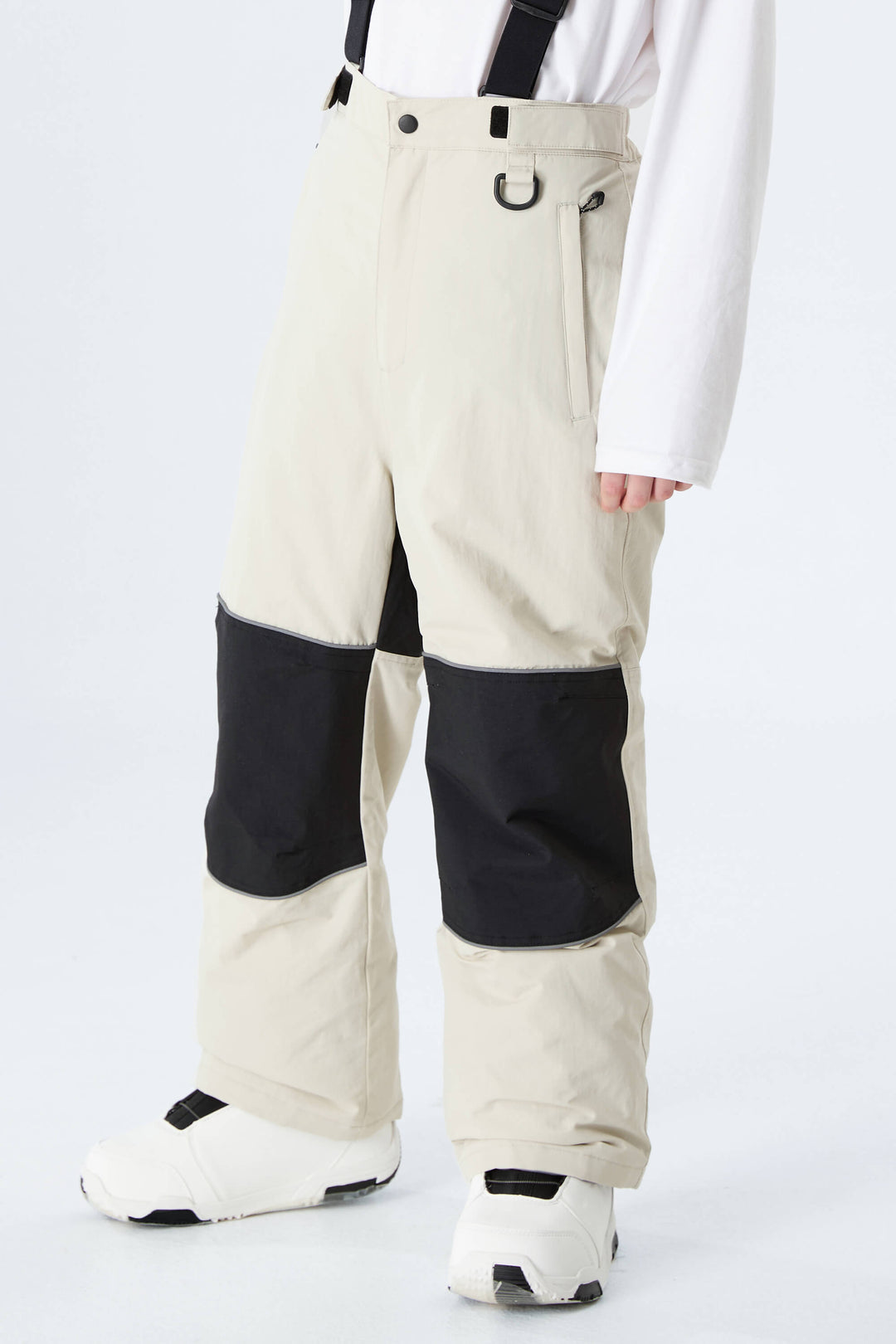 Boys' Off White Color-Block Reflective Insulated Snow Pants