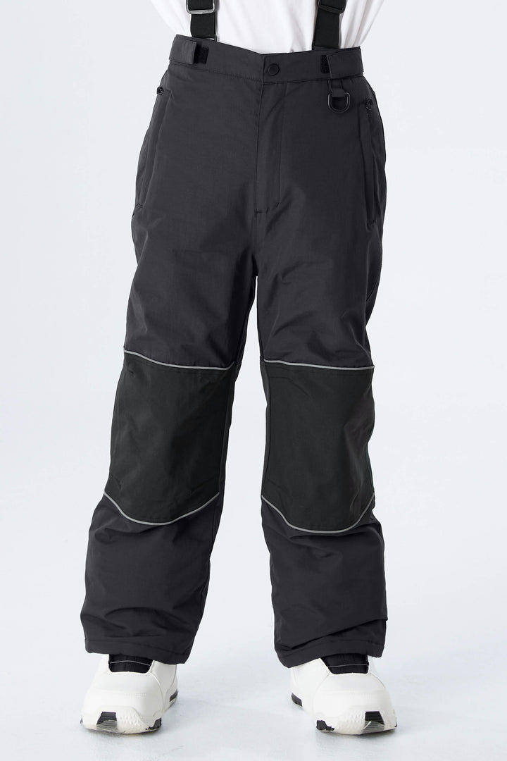Boys' Gray Color-Block Reflective Insulated Snow Pants