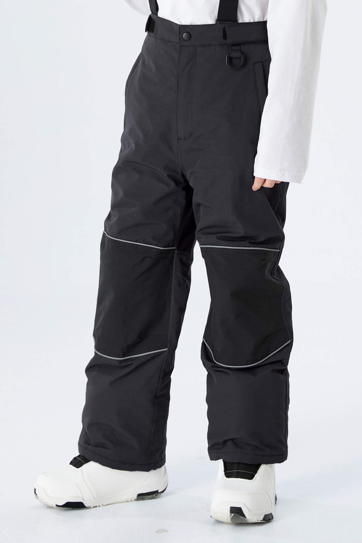 Boys' Gray Color-Block Reflective Insulated Snow Pants