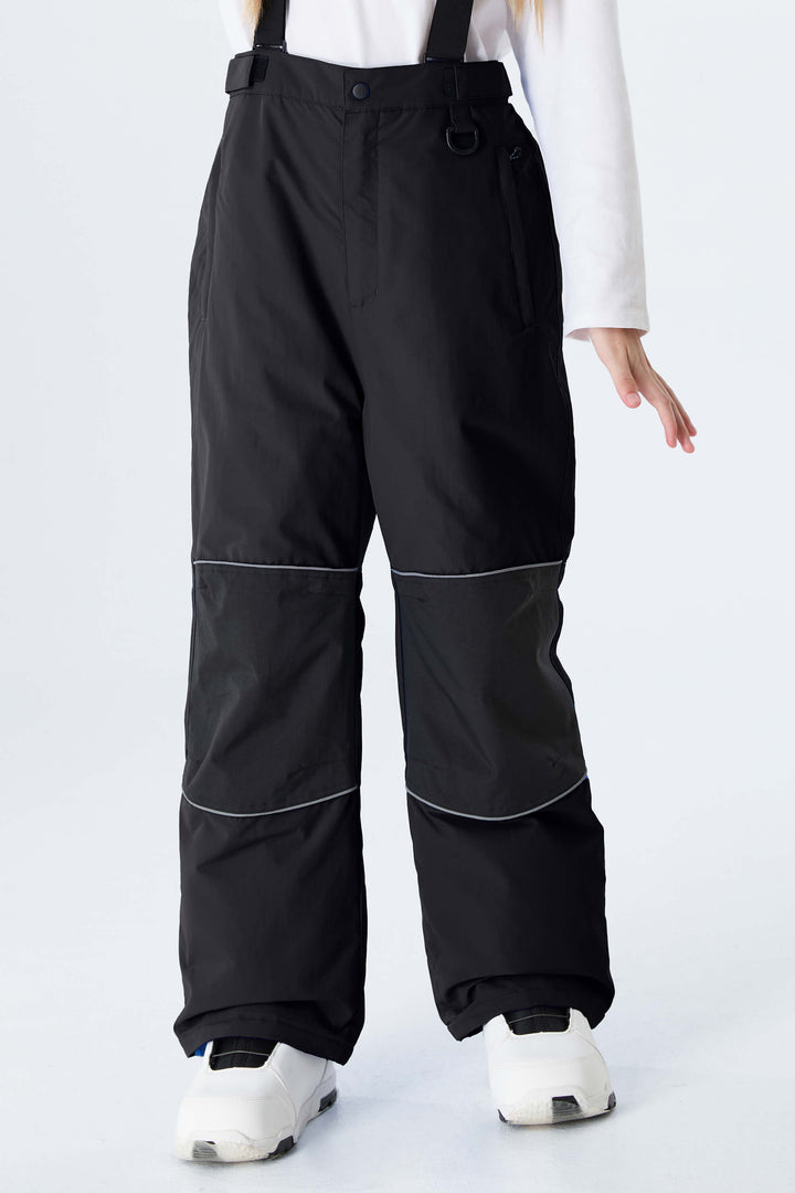 Girls' Black Reflective Insulated Snow Pants