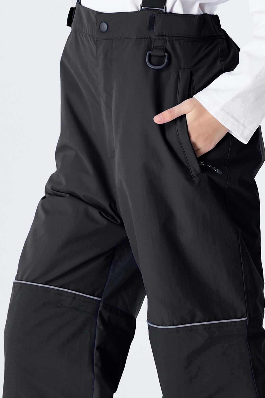 Girls' Black Reflective Insulated Snow Pants