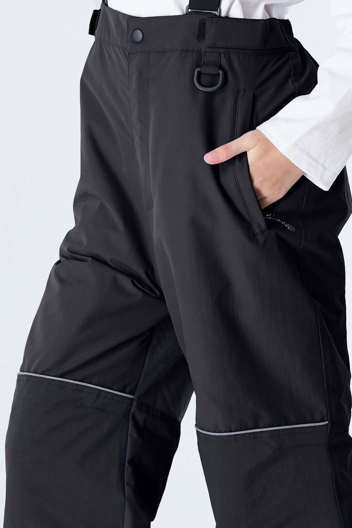 Girls' Black Reflective Insulated Snow Pants
