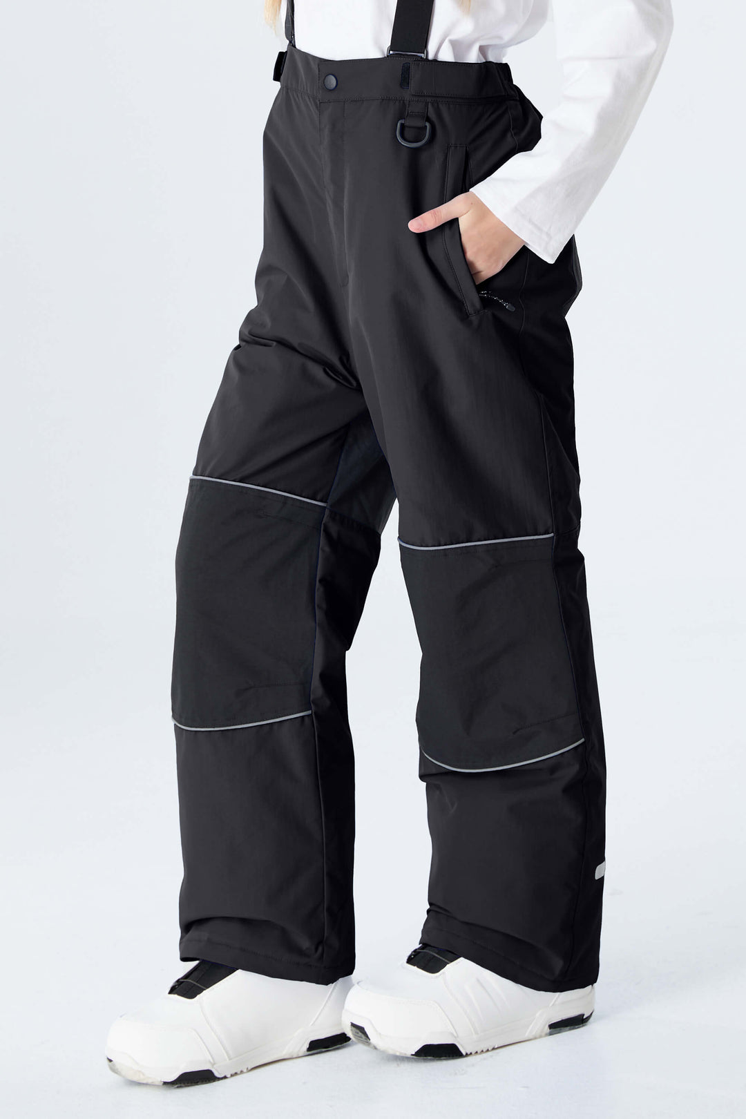 Girls' Black Reflective Insulated Snow Pants