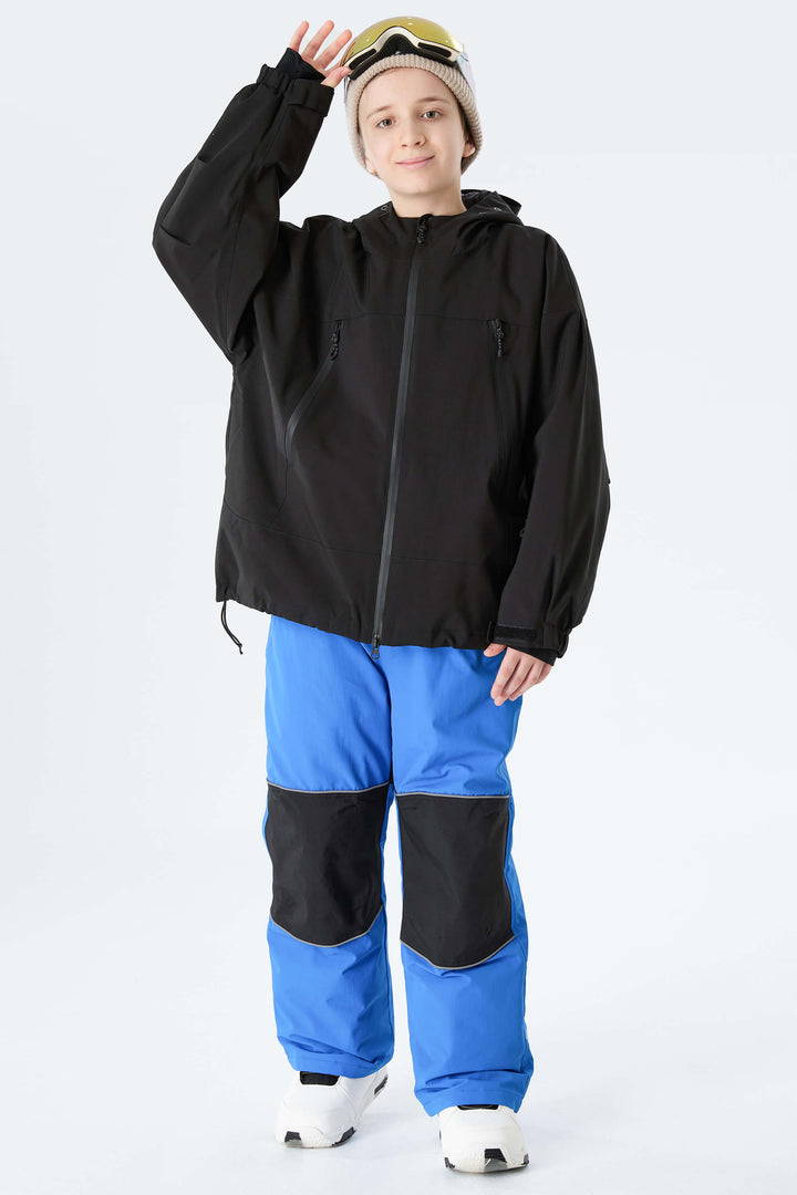 Boys' Gray Color-Block Reflective Insulated Snow Pants