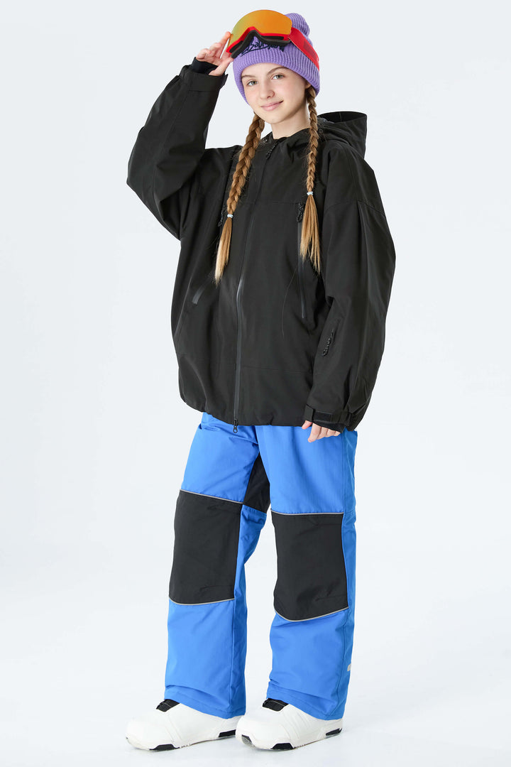 Girls' Black Reflective Insulated Snow Pants