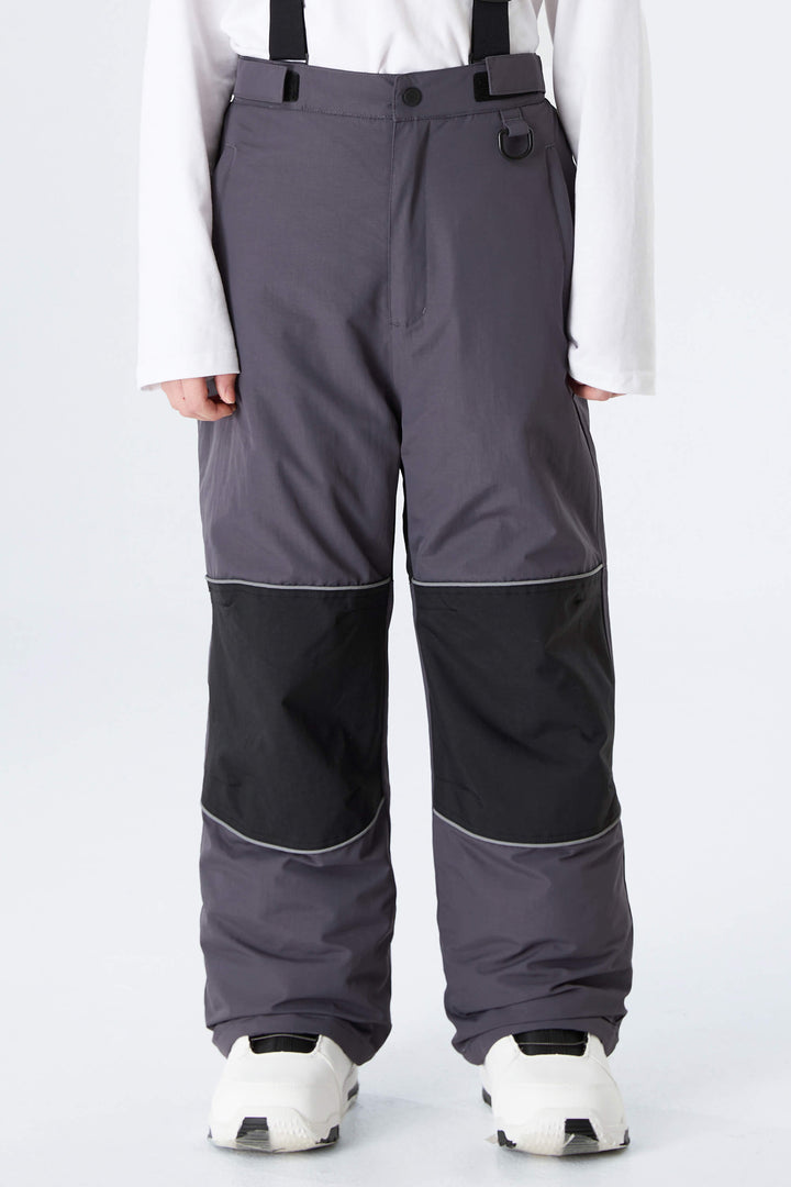 Boys' Gray Color-Block Reflective Insulated Snow Pants
