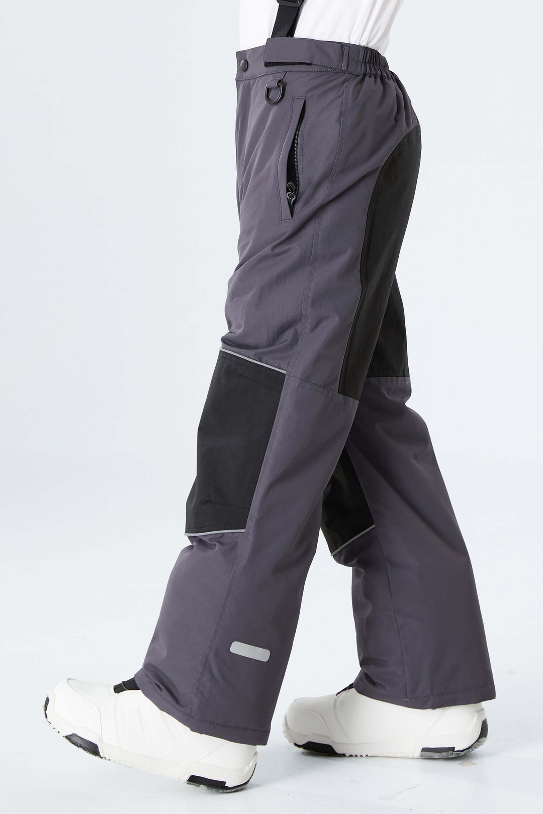 Boys' Gray Color-Block Reflective Insulated Snow Pants