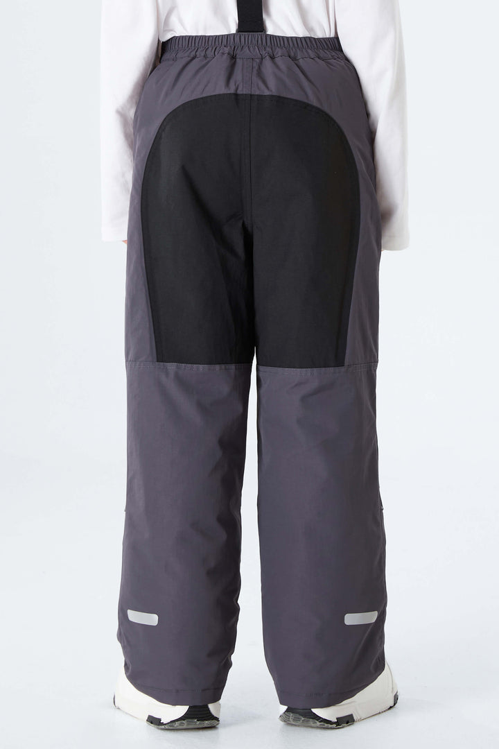 Boys' Gray Color-Block Reflective Insulated Snow Pants
