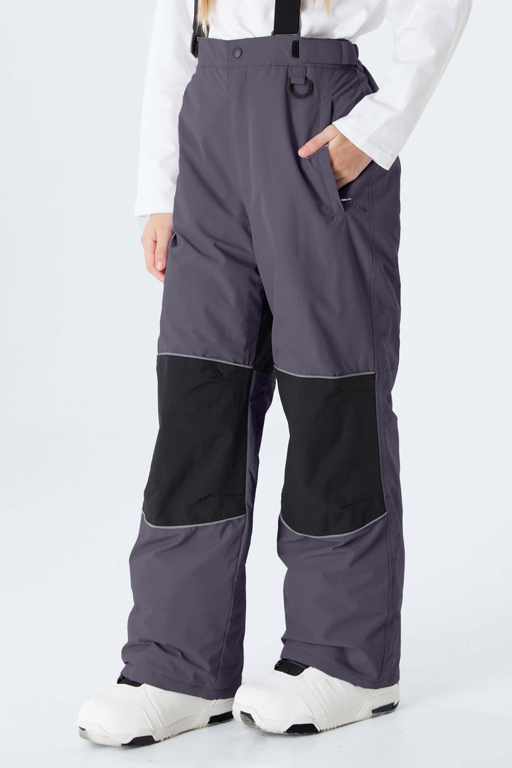 Girls' Black Reflective Insulated Snow Pants