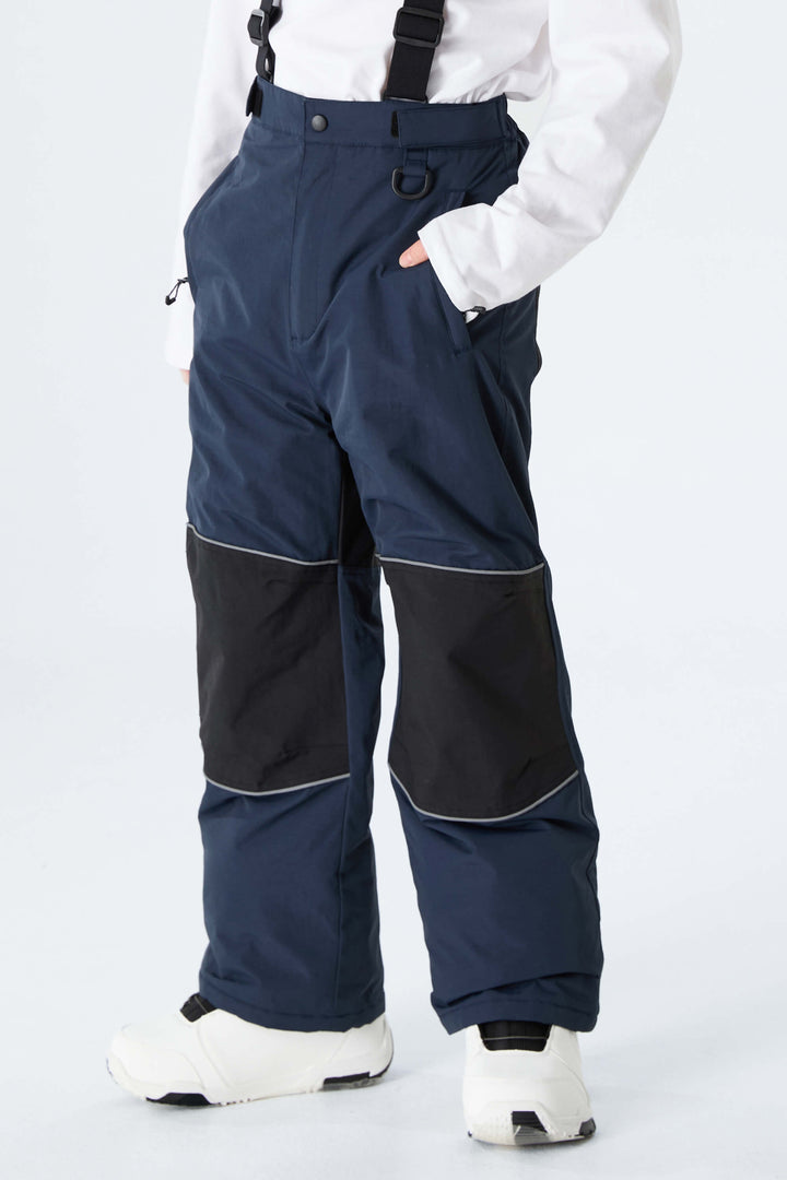 Boys' Gray Color-Block Reflective Insulated Snow Pants