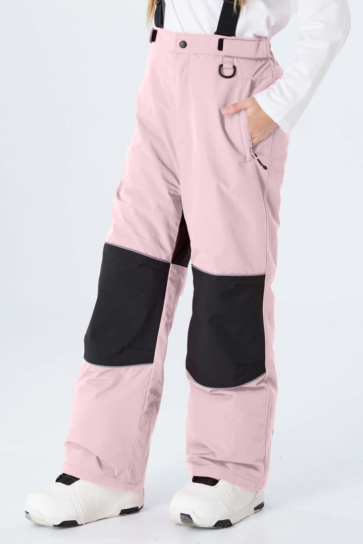 Girls' Black Reflective Insulated Snow Pants