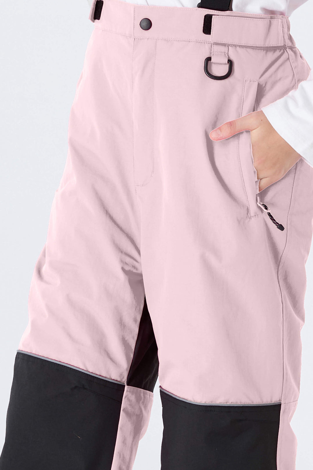 Girls' Pink Color-Block Reflective Insulated Snow Pants