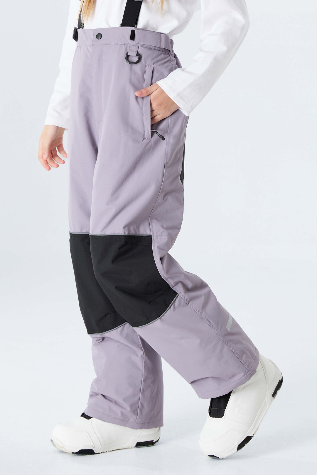 Girls' Lavender Color-Block Reflective Insulated Snow Pants