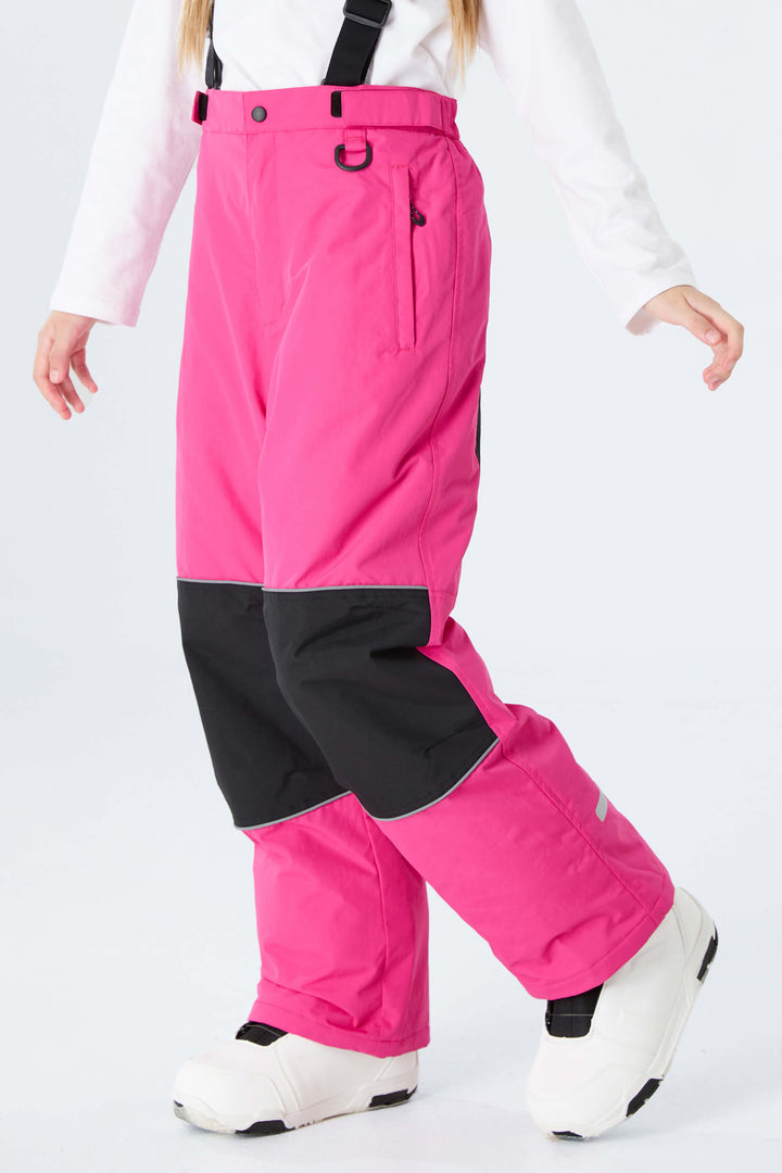 Girls' Rose Color-Block Reflective Insulated Snow Pants