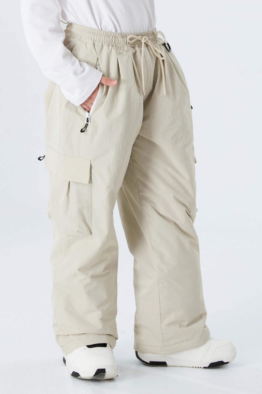 Boys' Off White Utility Baggy Insulated Snow Pants