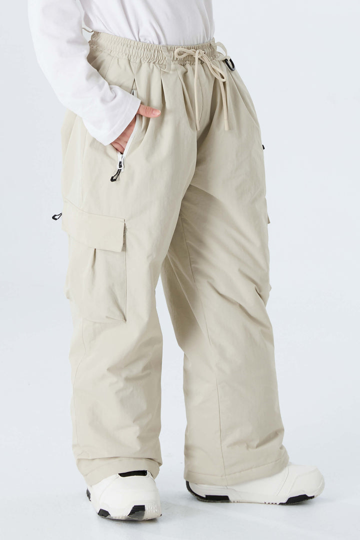 Boys' Off White Utility Baggy Insulated Snow Pants