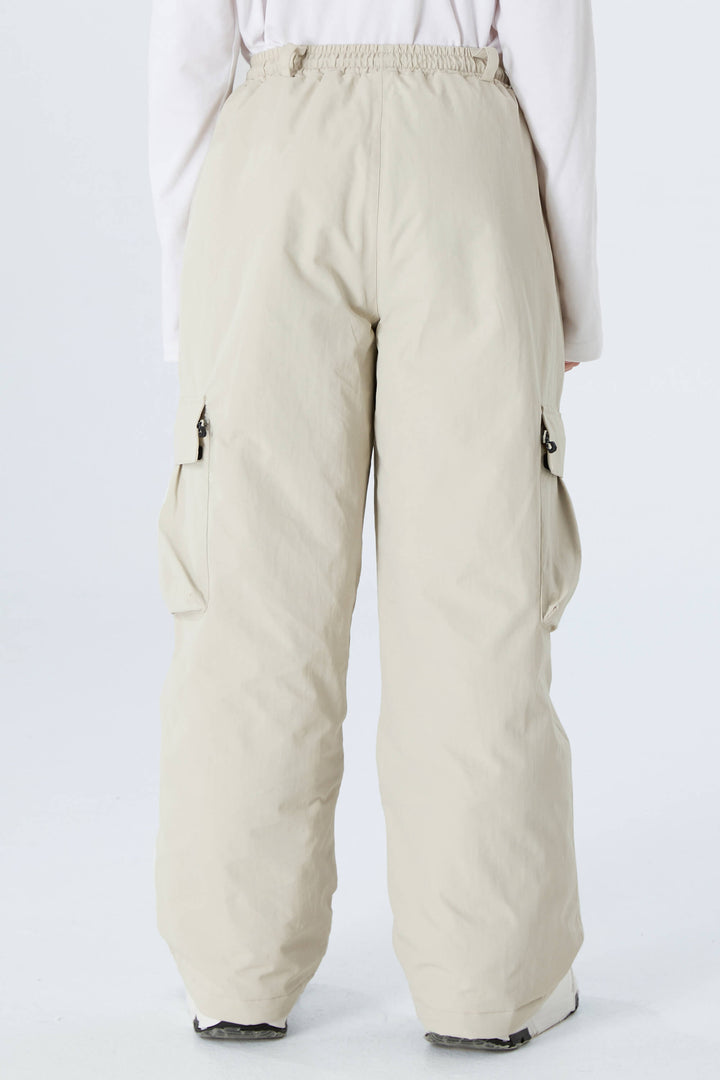 Boys' Off White Utility Baggy Insulated Snow Pants