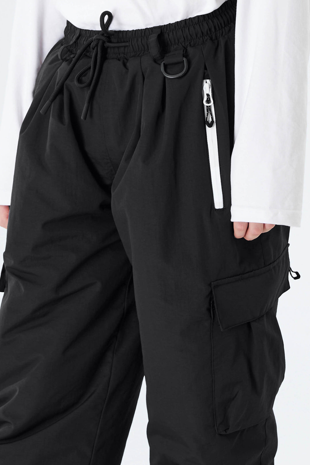 Boys' Black Utility Baggy Insulated Snow Pants