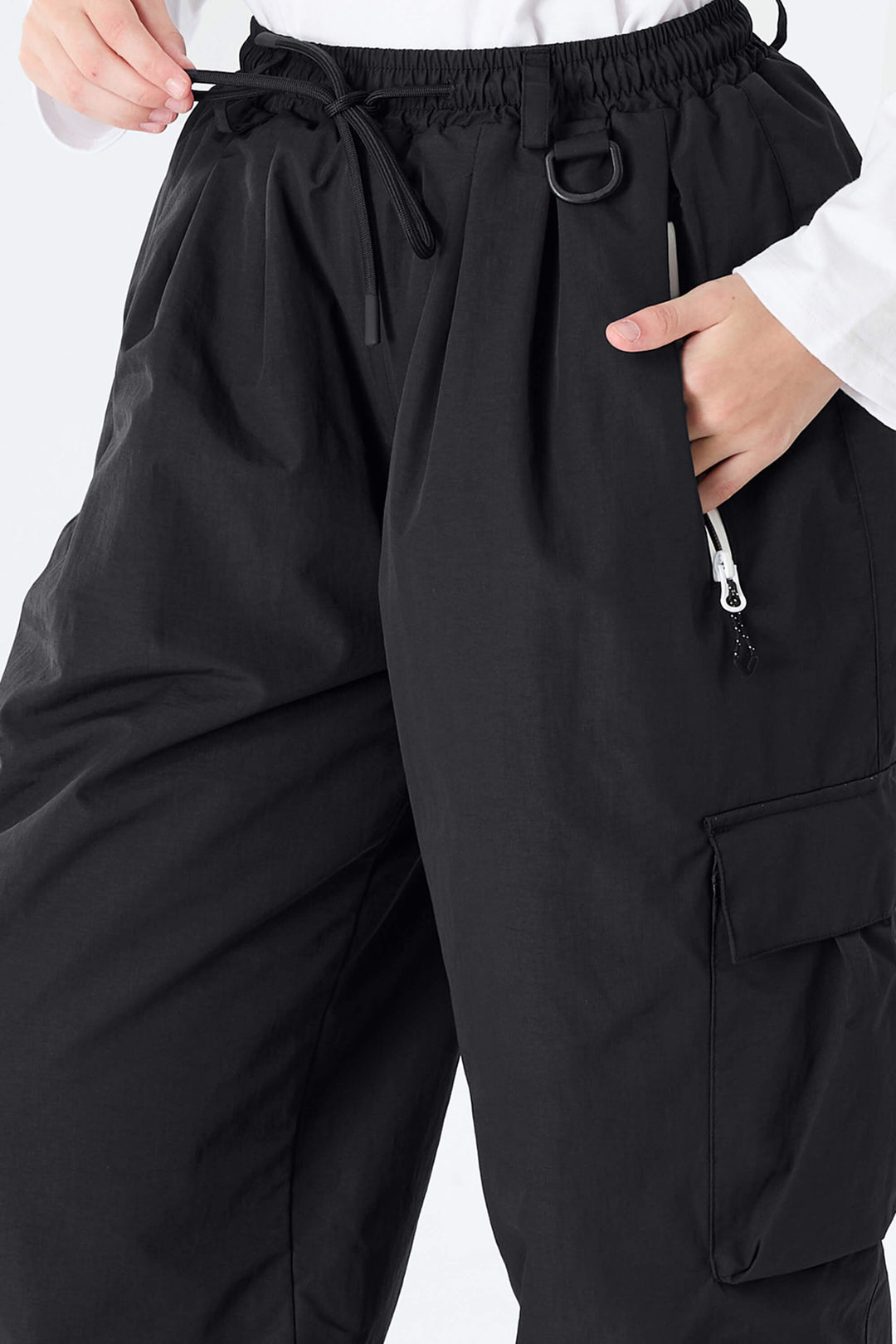Girls' Black Utility Baggy Insulated Snow Pants