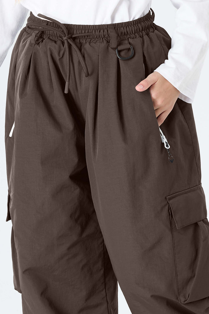 Girls' Brown Utility Baggy Insulated Snow Pants