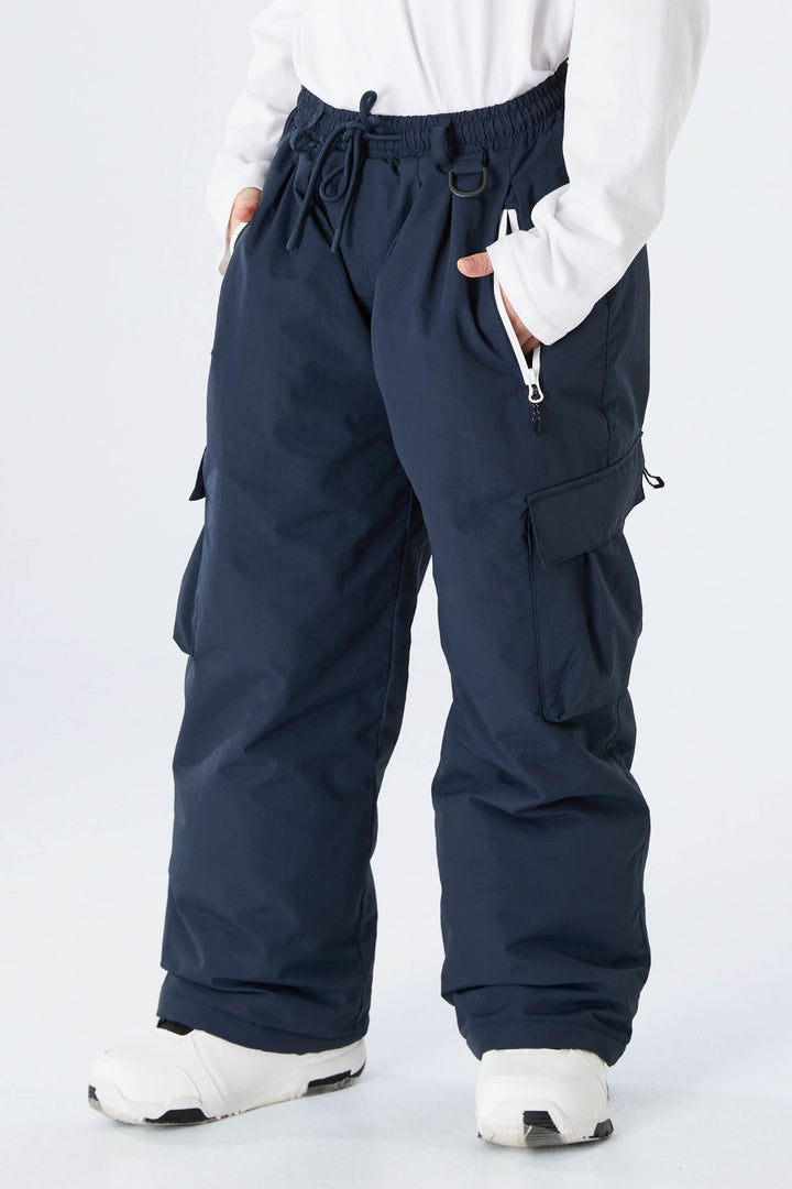 Boys' Navy Blue Utility Baggy Insulated Snow Pants