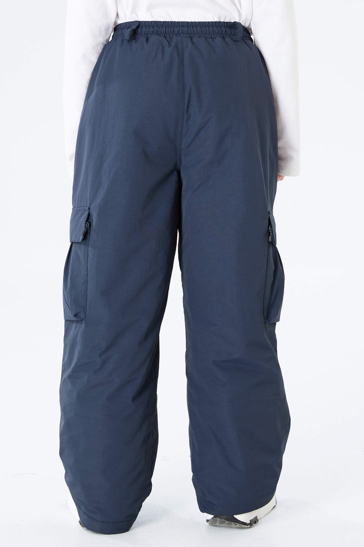 Boys' Navy Blue Utility Baggy Insulated Snow Pants
