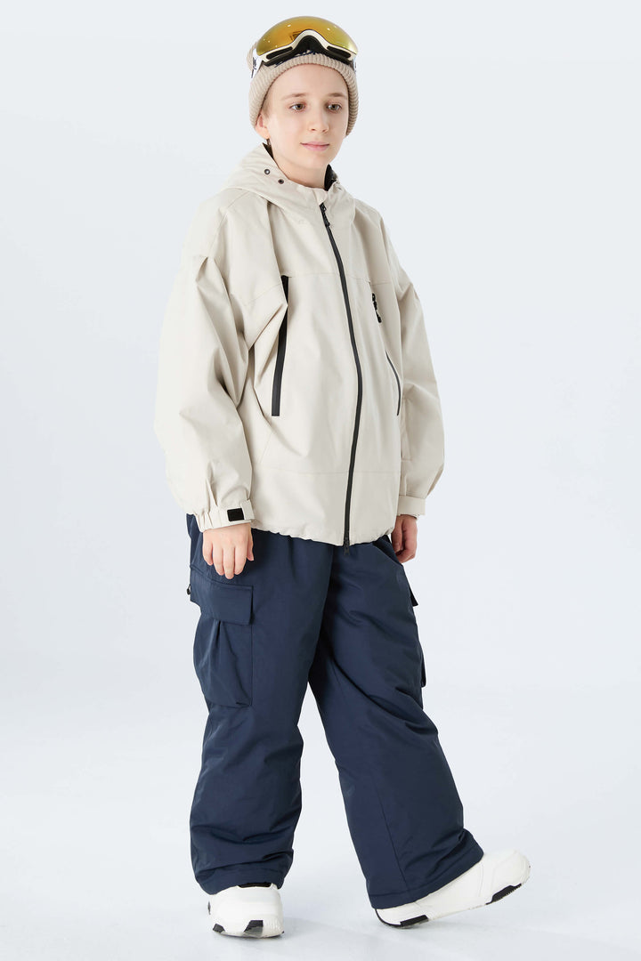 Boys' Navy Blue Utility Baggy Insulated Snow Pants