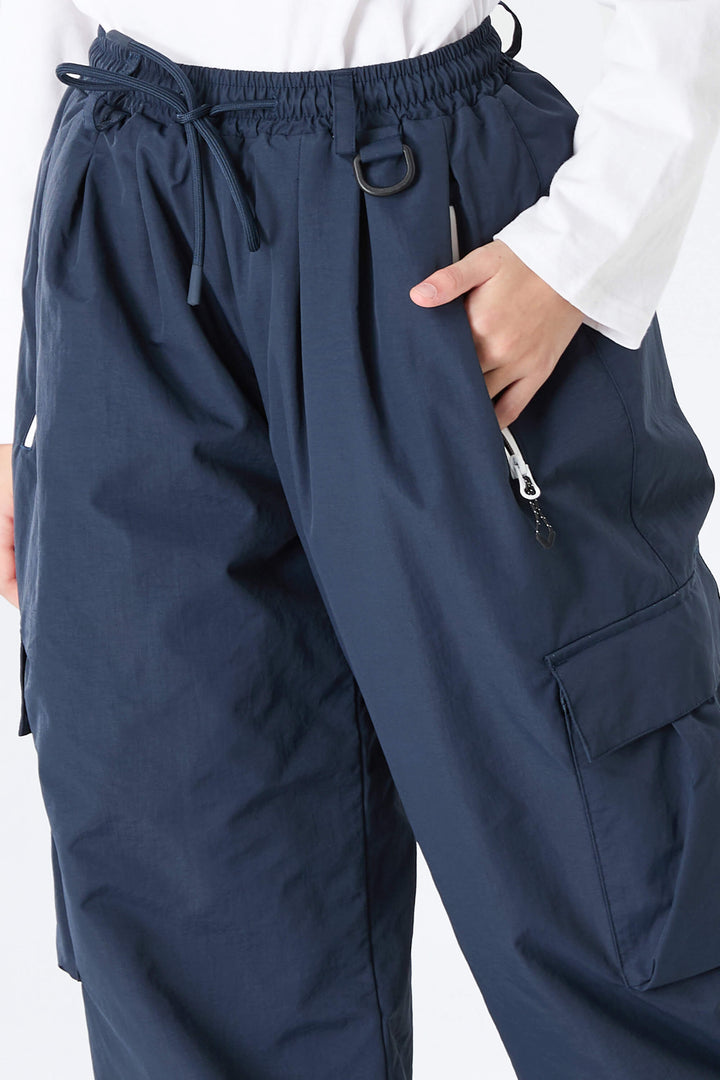 Girls' Navy Blue Utility Baggy Insulated Snow Pants