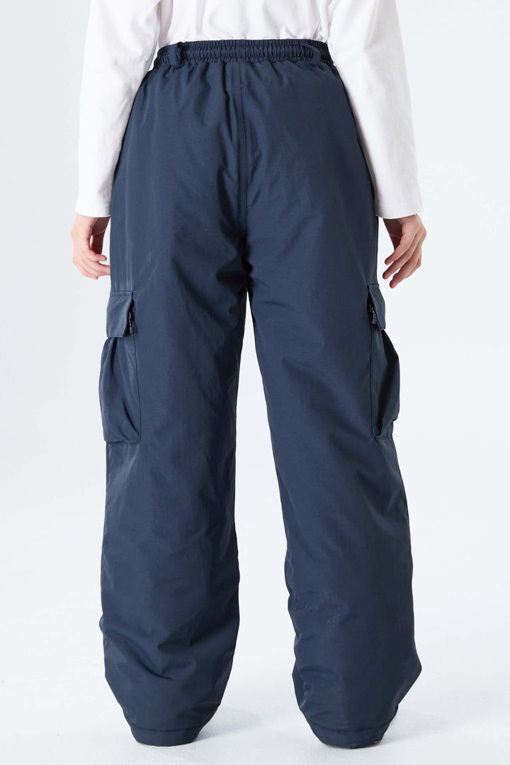 Girls' Navy Blue Utility Baggy Insulated Snow Pants