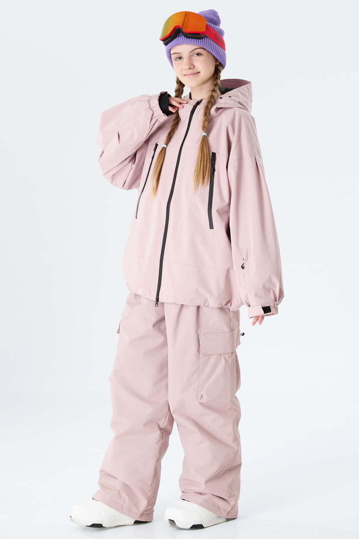 Girls' Lavender Utility Baggy Insulated Snow Pants