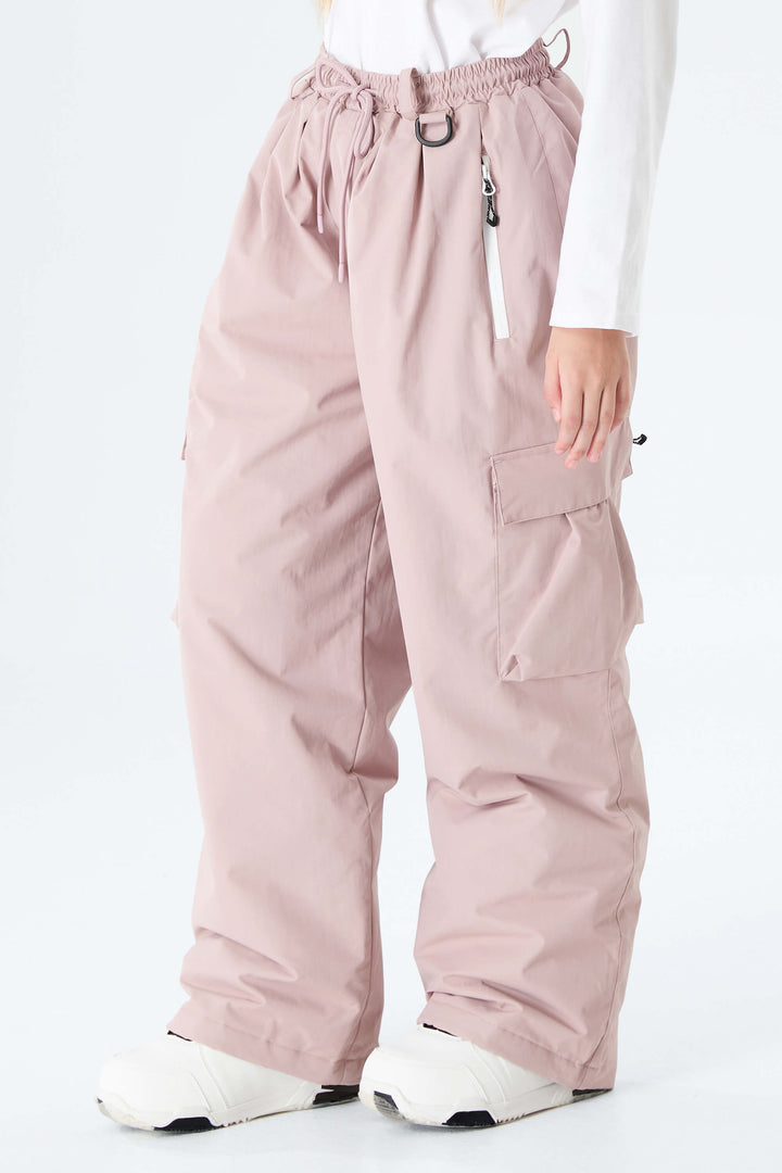 Girls' Brown Utility Baggy Insulated Snow Pants