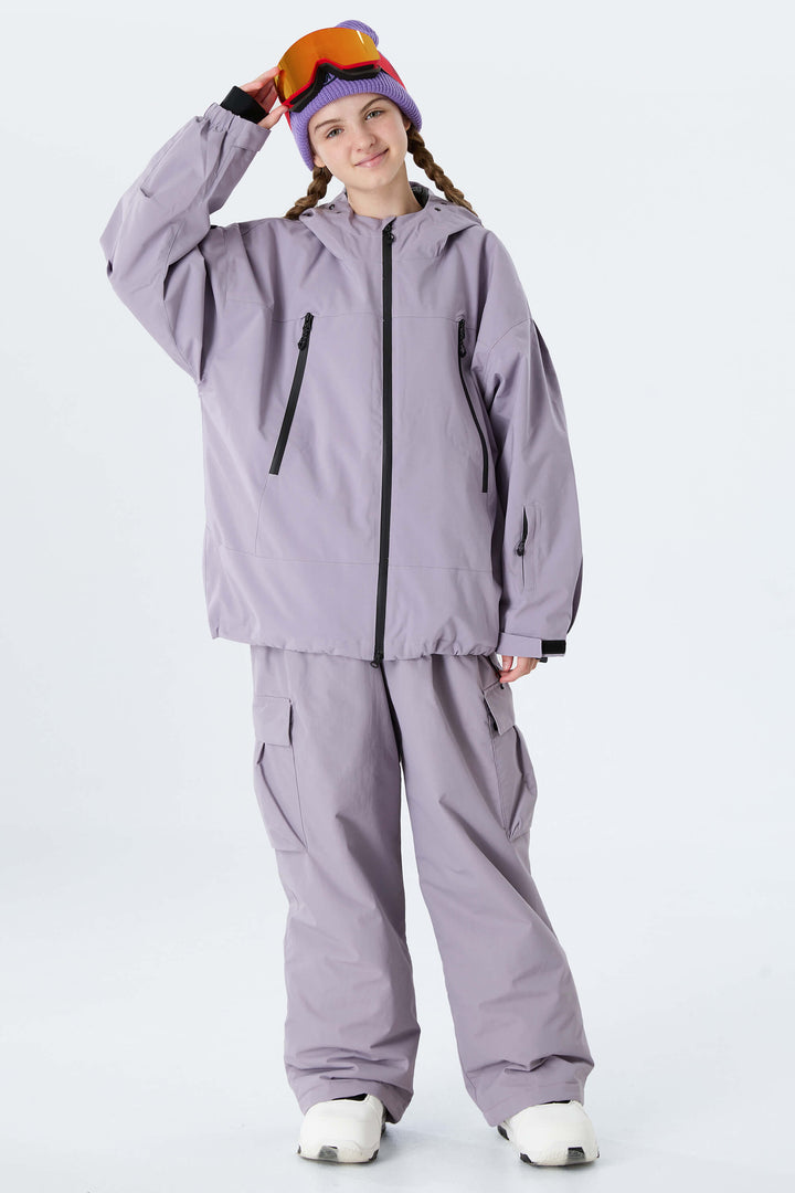 Girls' Lavender Utility Baggy Insulated Snow Pants