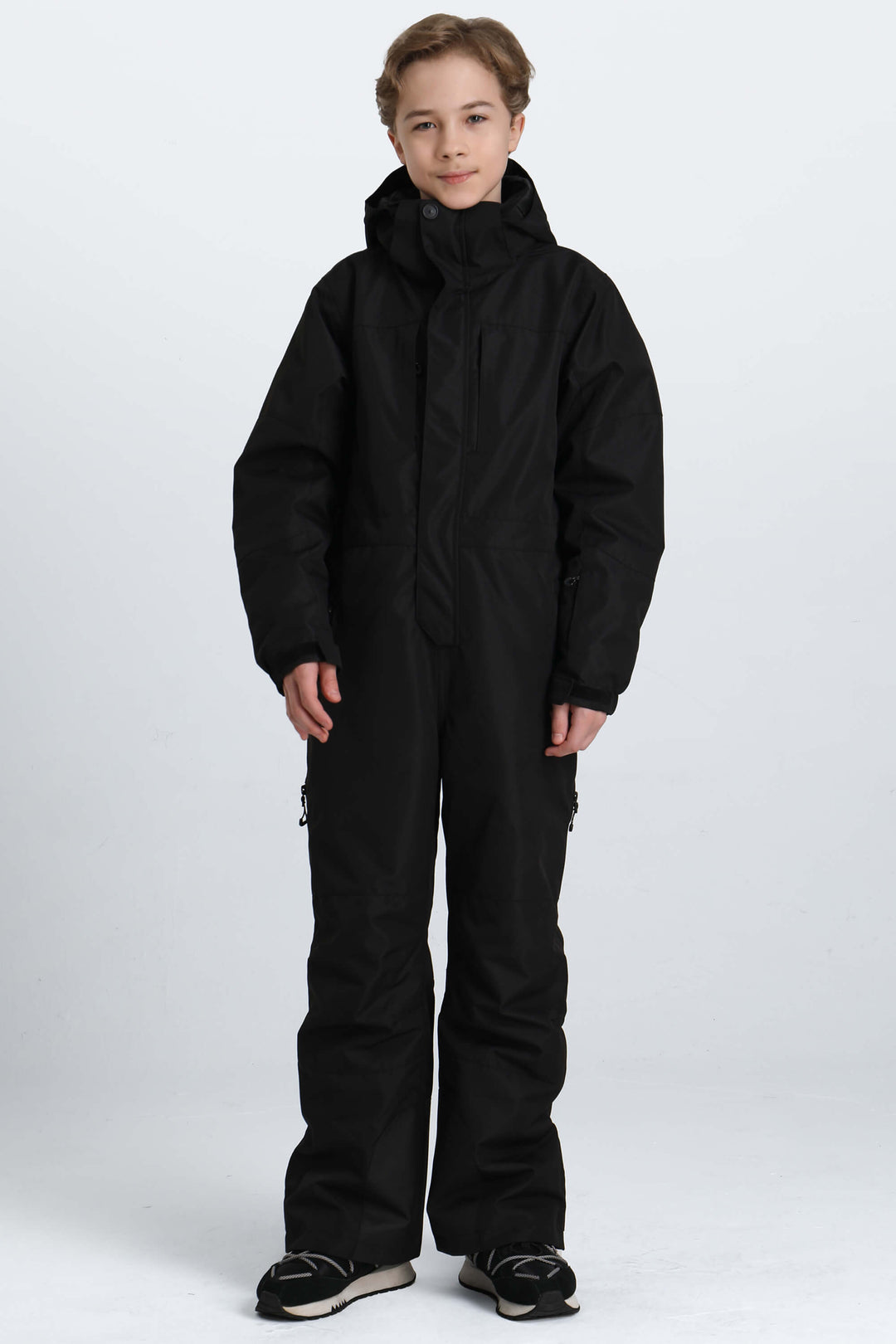 Boys' Off White Contrast-Panel Insulated One-Piece Ski Suit