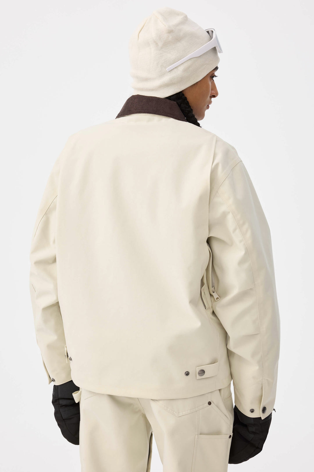 Dames Off White Boxy Modern Barn Corduroy-kraag sneeuwjack